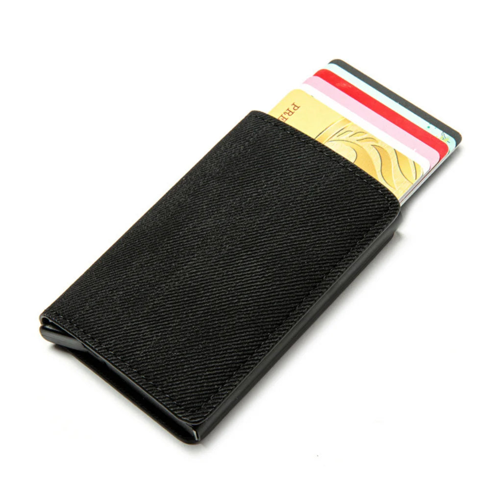 Credit Card Holder Men Wallet RFID Blocking Protected Aluminium Box PU leather Wallets with Money Clip Designer pasjeshouder Black Denim