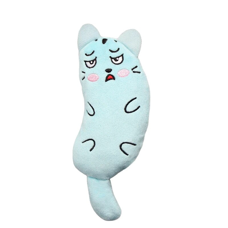 Teeth Grinding Catnip Toys Interactive Plush Cat Toy Mouse Shape Chewing Claws Thumb Bite Cat Mint For Cats Funny Little Pillow blue