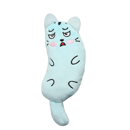 Teeth Grinding Catnip Toys Interactive Plush Cat Toy Mouse Shape Chewing Claws Thumb Bite Cat Mint For Cats Funny Little Pillow blue