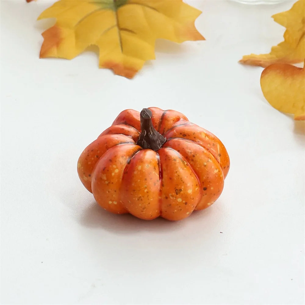 Mini Artificial Halloween Pumpkin Decor Simulation Vegetable DIY Craft Halloween Home Party Decoration Props Farmhouse Harvest Light orange