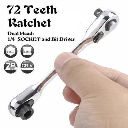 Mini 1/4" Ratchet Wrench Double Ended Quick Hex Torque Spanner Set Rod Screwdriver Bit Tool Socket Ratchet Handle Wrench Spanner