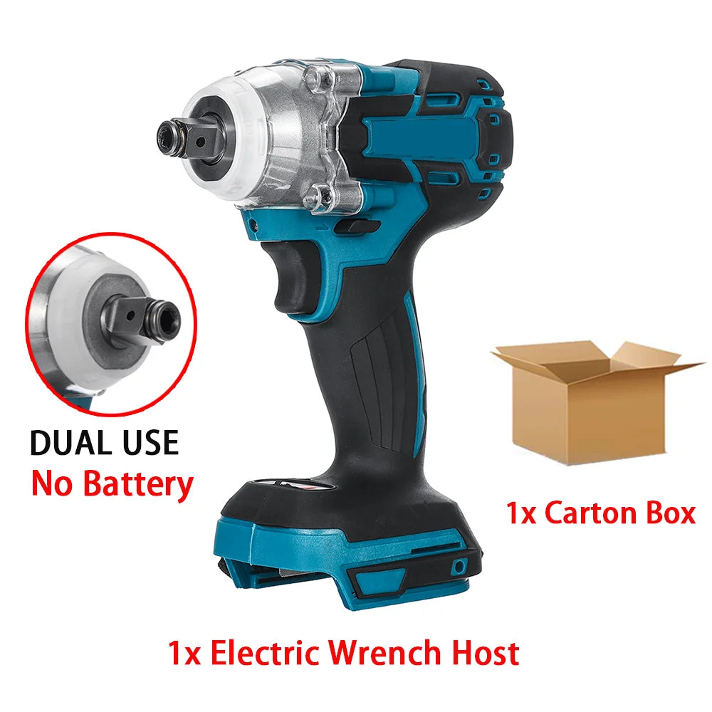 Brushless Electric Impact Wrench 520N.M 1/2" Cordless Battery Screwdriver Rechargeable Wrench Power Tool for Makita 18V Battery 0x Battery Set CHINA