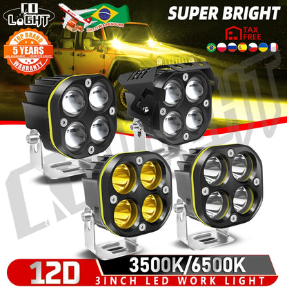 CO LIGHT 3inch Led Work Spotlights 24V 12V Headlights for Motorcycles Flood Led Bar Fog Light DRL for Car Truck 4x4 Off Road ATV