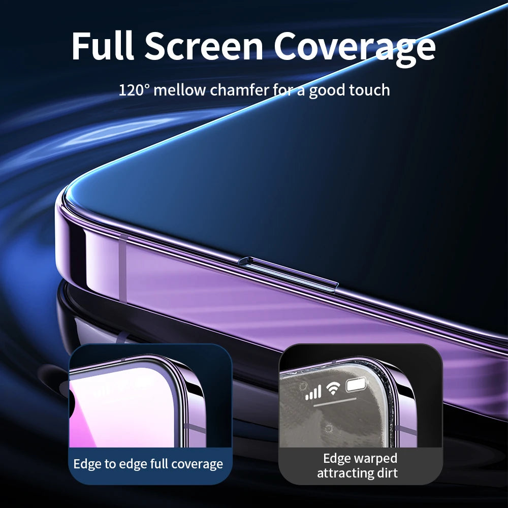 iPhone 14 Pro Max 13 Full Cover Screen Protector Tempered Glass One touch Easy install Edge to Edge Clear
