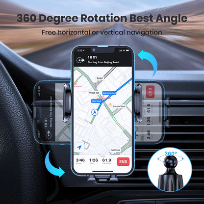 TOPK Car Phone Holder Mount 2-IN-1 Handsfree Stand Phone Holder for Dashboard & Air Vent Compatible with iPhone Samsung Android