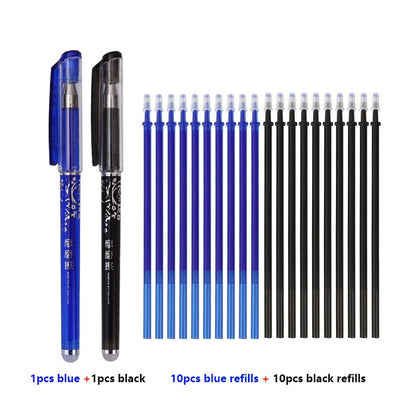 0.5mm Erasable Gel Pen Set Black Blue Red Ink Refill Rod Kawaii Pens Washable Handle School Office Supplies Writing Stationery 22Pcs Mix Color set