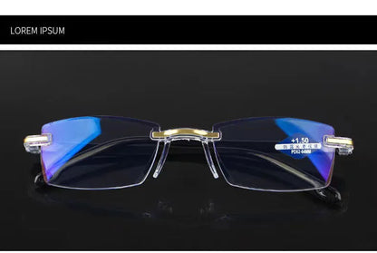 New Anti Blue Ray Reading Glasses Men Women Rimless Cutting Presbyopia Eyewear for Ladies Blue Light Glasses