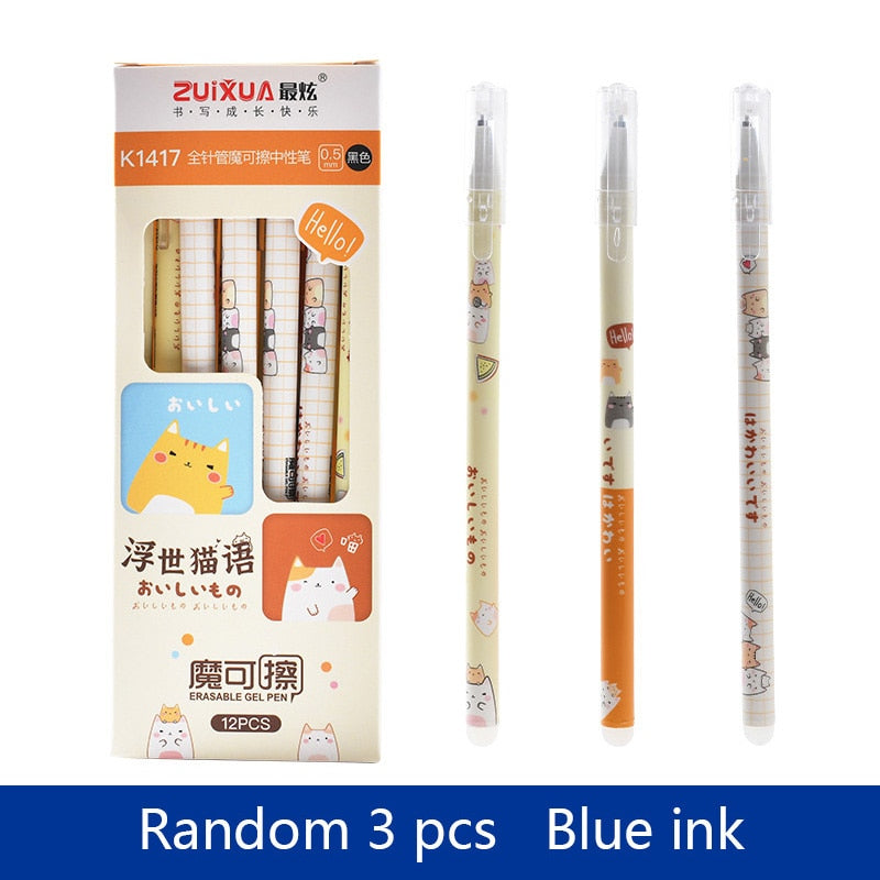 3Pcs/Set Constellation Erasable Gel Pens for School Office Writing Tools Kawaii Neutral Pen Stationery Gift 0.5mm Black Blue Ink C-Random 3PCS blue