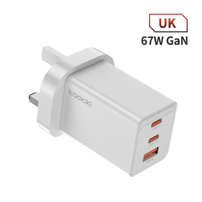 Toocki 67W GaN USB C Charger Quick Charge 65W QC4.0 PD 3.0 45W USB C Type C Fast USB Charger For iPhone 15 14 13 12 Pro MacBook UK White 67W