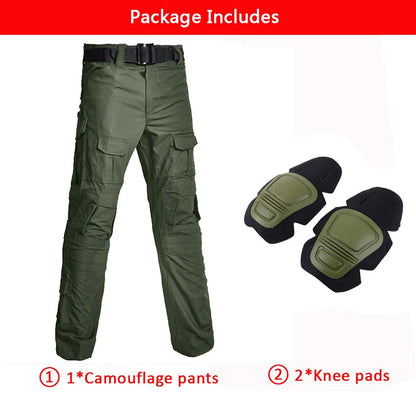 Multicam Camouflage Military Tactical Pants Army Wear-resistant Hiking Pant Paintball Combat Pant With Knee Pads Hunting Clothes army green pants