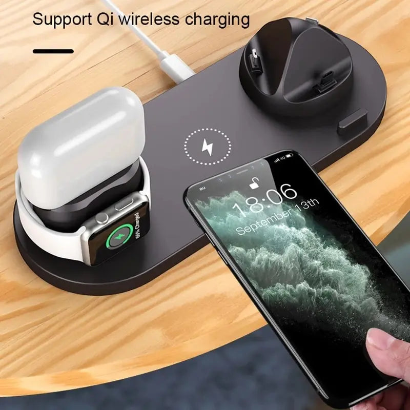 30W 7 in 1 Wireless Charger Stand Pad For iPhone 14 13 12 Pro Max Apple Watch Airpods Phone Chargers Fast Charging Dock Station