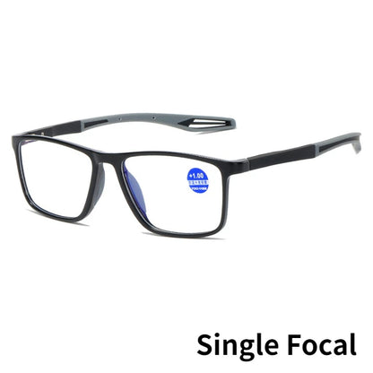 Multifocal Progressive Reading Glasses TR90 Frame Men Women Anti-blue Light Sports Eyeglasses Ultralight Bifocal Presbyopia Single-blackgray