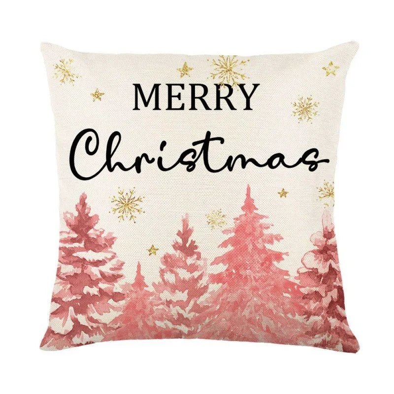 Linen Christmas Pillow Cover Snowman Elk Pillow Case 2023 Christmas Decoration for Home New Year Sofa Car Cushion Cover 45x45cm 29