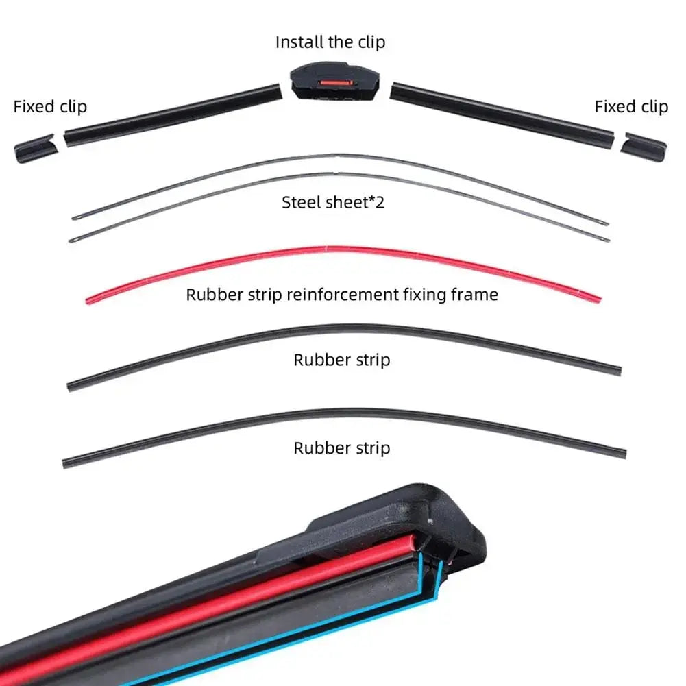 Universal Car Windshield Wiper Blades Double Layer Soft Rubber Automotive Replacement Wipers Easy to Install 18" 22" 24" 26"