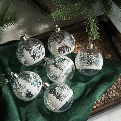 6Pcs/box 6cm Transparent Painting Christmas Ball New Year Xmas Tree Ornaments Decoration for Home 2023 Noel Navidad Gifts