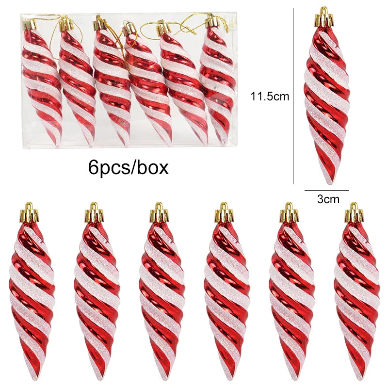 6pcs Christmas Lollipop Candy Cane Pendant Xmas Tree Hanging Ball Ornaments Christmas Decorations for Home 2024 New Year Gift