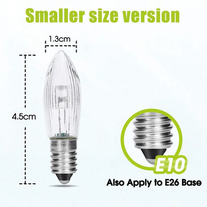 10Pcs E10 LED Bulbs Warm Light Replacement Lamp Bulbs for Light Chains 10V-55V AC Bathroom Kitchen Lamps Bulb Decoration Bulbs