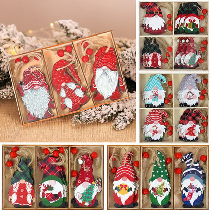 Wooden Christmas Pendant Merry Christmas Decoration for Home 2023 Navidad Xmas Tree Hanging Ornaments Kids Gifts New Year 2024