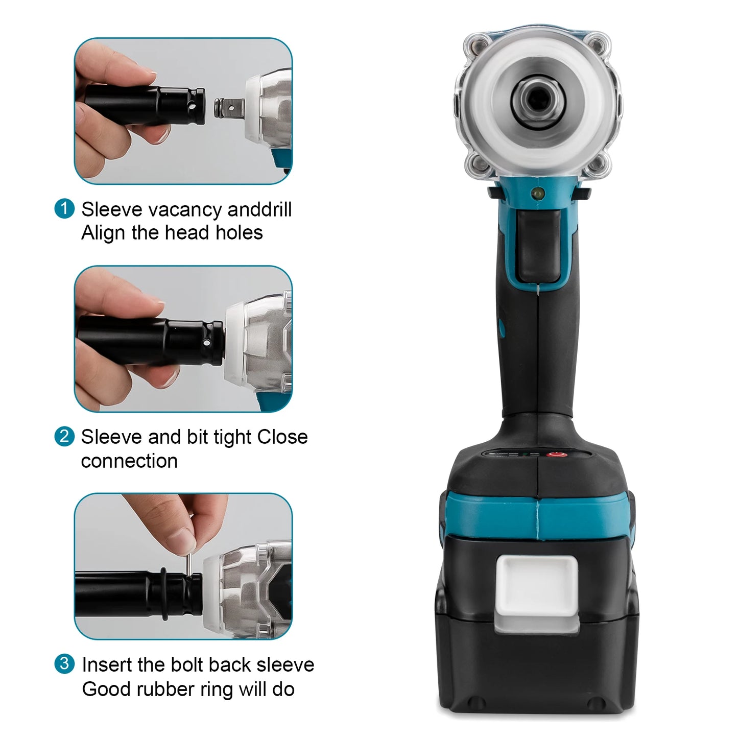 520N.M Brushless Electric Impact Wrench Cordless Electric Wrench 1/2 inch Screwdriver Socket Power Tools for Makita 18V Battery