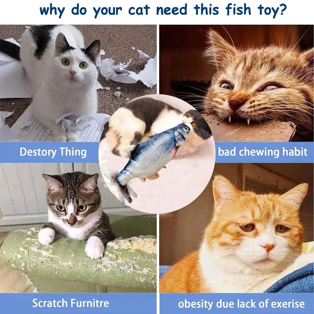 Pet Fish Toy Soft Plush Toy USB Charger Fish Cat 3D Simulation Dancing Wiggle Interaction Supplies Favors Cat Pet Chewing Toy