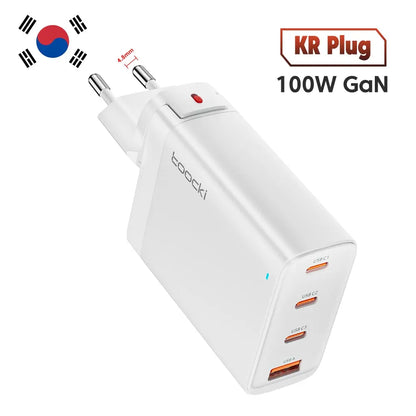Toocki USB C 100W GaN Charger PD Quick Charger 65W Fast Charging Charger For iPhone 15 14 13 12 11 Pro Max QC3.0 Type C Adapter KR White 100W