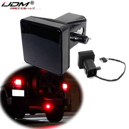 2'' Trailer Hitch Receiver Cover 15 LED Brake Led Lights Tube Cover 4 Pin Car Accessories Car Signal Lamp Warning Strobe Light