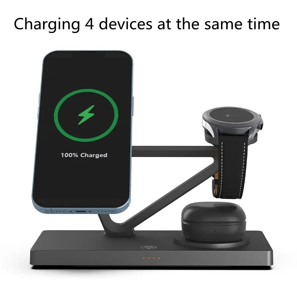 5 In 1 Magnetic Wireless Charger Stand Pad Light for iPhone 14 13 12 X Samsung Apple Galaxy Watch 15W Fast Charging Dock Station