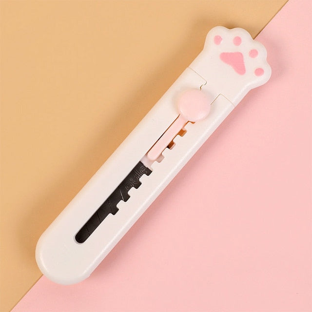 1Pc Art Cutter Kawaii Cat Claw Utility Knife Student Art Supplies DIY Tools Girl Gifts Creative Stationery School Supplies 1pcs white