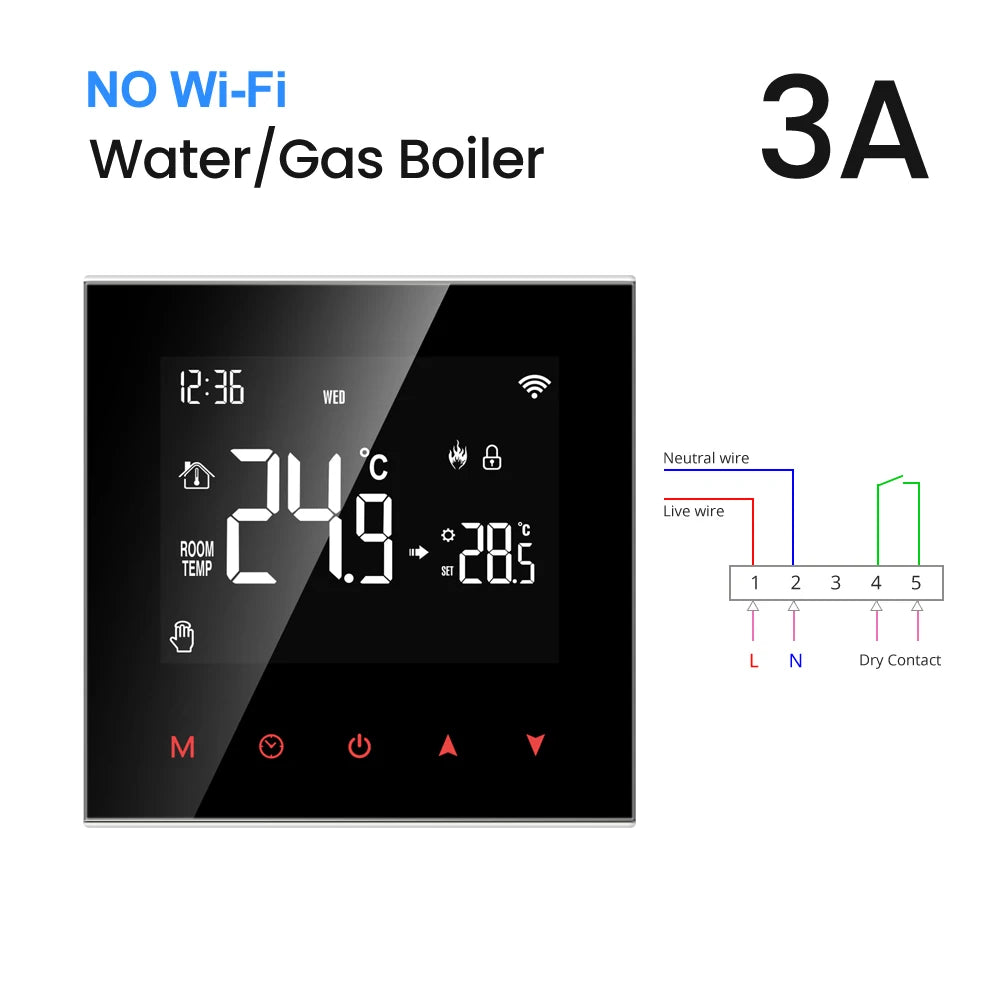 AVATTO Tuya WiFi Smart Thermostat, Electric Floor Heating Water/Gas Boiler Temperature Remote Controller for Google Home, Alexa NO WiFi 3AGas Boiler