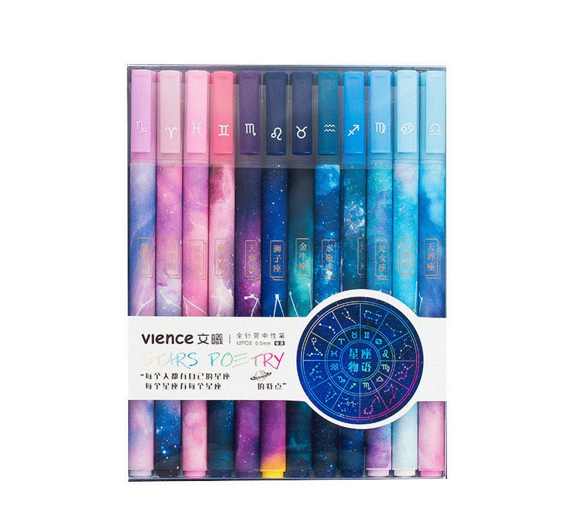 12Pcs/Set Starry Sky Constellation Series Gel Pen Kawaii Nature Pen Creative Gift Stationery School Office Supplies Wholesale Default Title