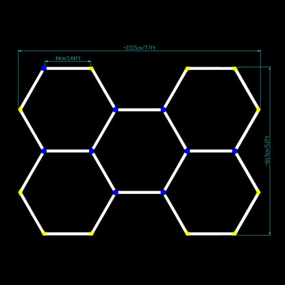 Garage Light Hexagon Lights Lamp 110V-240V Led Tube Honeycomb Ceiling Lighting For Auto Car Body Repair Led Workshop 5Hex 220V