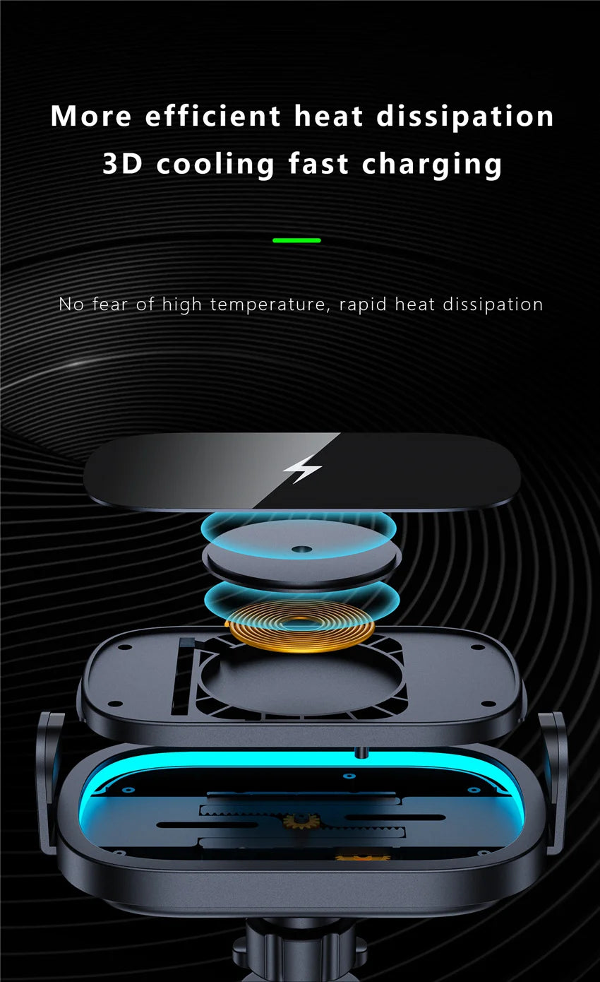 Car Wireless Charger Phone Holder Mount For Samsung Galaxy Z Fold 4 3 2 iPhone Xiaomi Fold Screen 15W Fast Car Charging Station