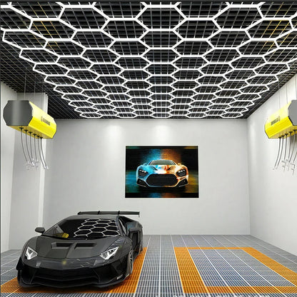 Garage Light Hexagon Lights Lamp 110V-240V Led Tube Honeycomb Ceiling Lighting For Auto Car Body Repair Led Workshop