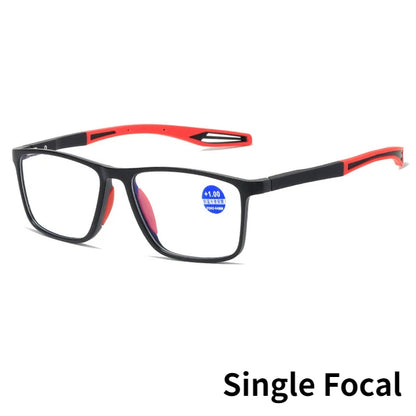 Multifocal Progressive Reading Glasses TR90 Frame Men Women Anti-blue Light Sports Eyeglasses Ultralight Bifocal Presbyopia Single-blackred