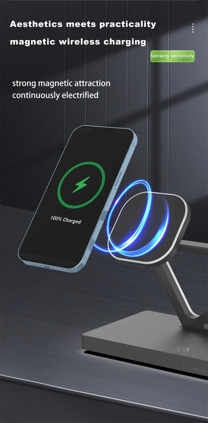 5 In 1 Magnetic Wireless Charger Stand Pad Light for iPhone 14 13 12 X Samsung Apple Galaxy Watch 15W Fast Charging Dock Station