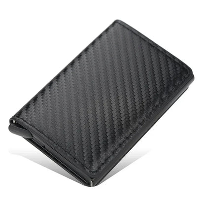 Credit Card Holder Men Wallet RFID Blocking Protected Aluminium Box PU leather Wallets with Money Clip Designer pasjeshouder Black Carbon Fiber 3