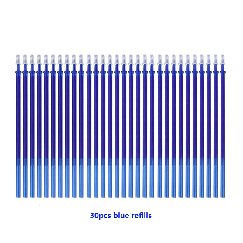 0.5mm Erasable Gel Pen Set Black Blue Red Ink Refill Rod Kawaii Pens Washable Handle School Office Supplies Writing Stationery 30Pcs blue refills