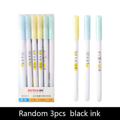 3Pcs/Set Constellation Erasable Gel Pens for School Office Writing Tools Kawaii Neutral Pen Stationery Gift 0.5mm Black Blue Ink B-Random 3PCS black