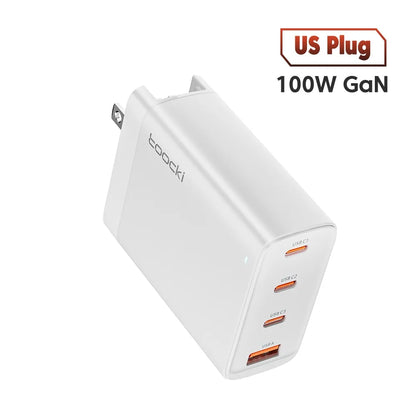 Toocki USB C 100W GaN Charger PD Quick Charger 65W Fast Charging Charger For iPhone 15 14 13 12 11 Pro Max QC3.0 Type C Adapter US White 100W