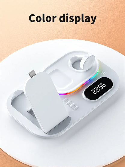 4 in 1 Wireless Charger Stand Light For iPhone 14 13 12 11 X Apple Watch Airpods Samsung Galaxy Watch Fast Charging Dock Station
