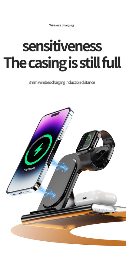 3 in 1 Wireless Charger Stand Pad For iPhone 15 14 13 12 Samsung S23 S22 Galaxy Watch 5 4 Active Buds Fast Charging Dock Station