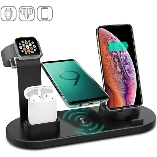 5 In 1 Wireless Charger Stand Pad For iPhone 15 14 13 12 11 X Apple Watch Airpods Desk Phone Chargers Fast Charging Dock Station