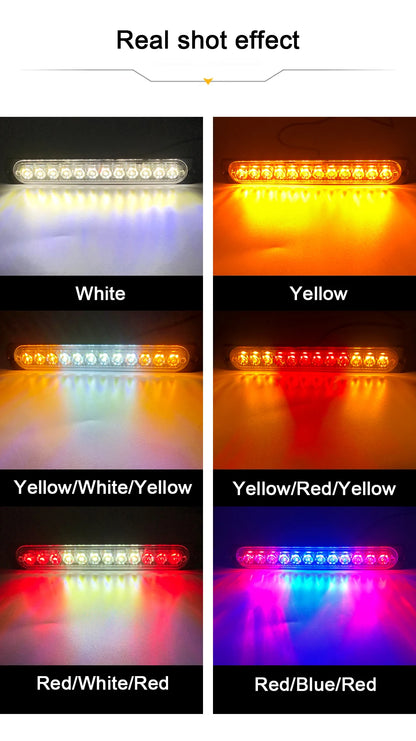 12 LED Strobe Warning Light White Red Blue Led Side light Tail Lamp 18 Flashing Modes for Car Truck Light Police Lights 12V 24V