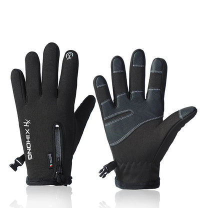 Outdoor Winter Gloves Waterproof Moto Thermal Fleece Lined Resistant Touch Screen Non-slip Motorbike Riding black as pic 2