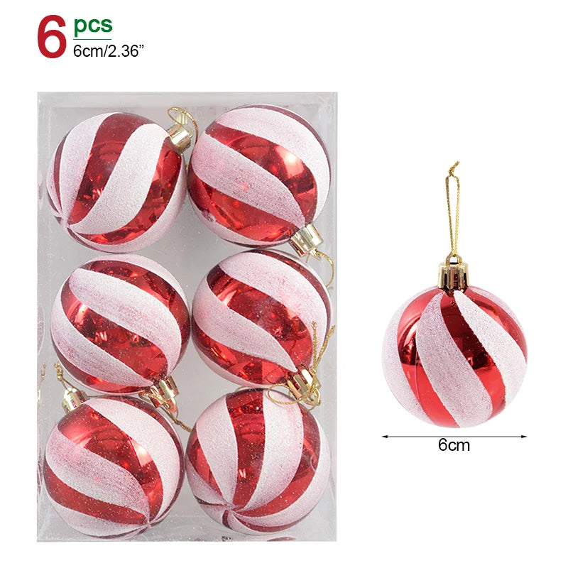 6Pcs/box 6cm Transparent Painting Christmas Ball New Year Xmas Tree Ornaments Decoration for Home 2023 Noel Navidad Gifts Style5 6cm