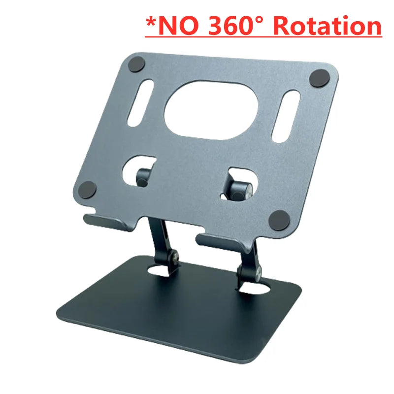 360 Tablet Desk Mobile Phone Holder Stand Adjustable Aluminum Alloy Desktop Lazy Bracket Foldable For iPhone iPad Laptop Samsung Gray NO Rotate