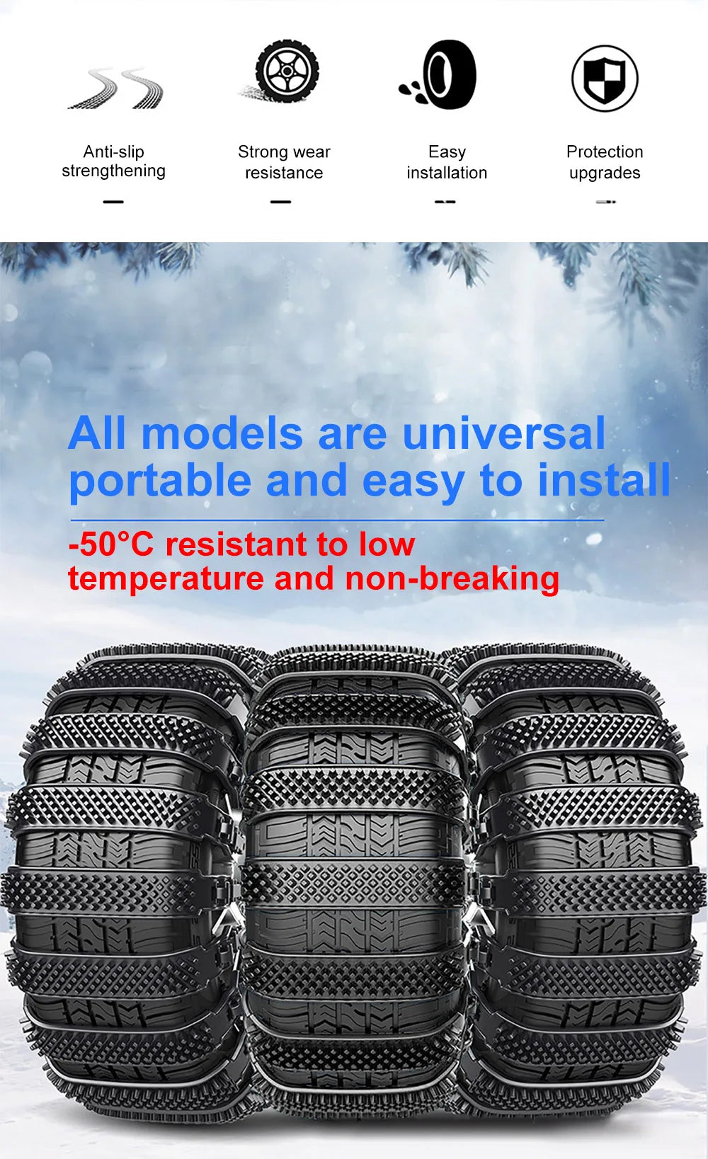 Snow Chain 1/2/4/8/10 Pcs Tyre Chain Urethane Set Wheel Ties Belts Car Tires Chains Winter Anti-Slip Chain Anti Skid Snow Chains