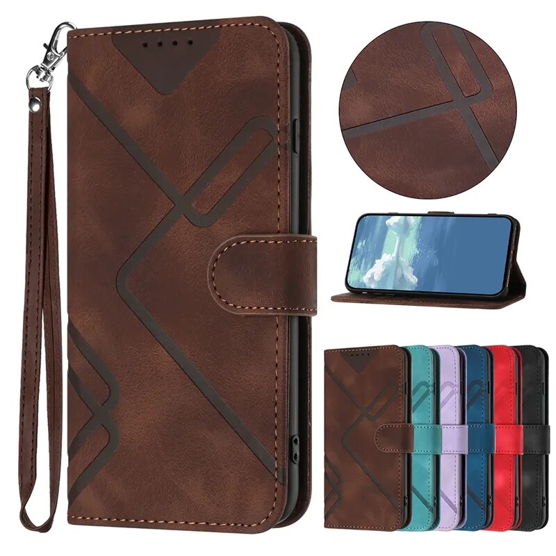 Wallet With Bracelet Magnetic Flip Leather Case For Xiaomi 13 Pro 12T 11T Pro 10T Redmi 9 Brown