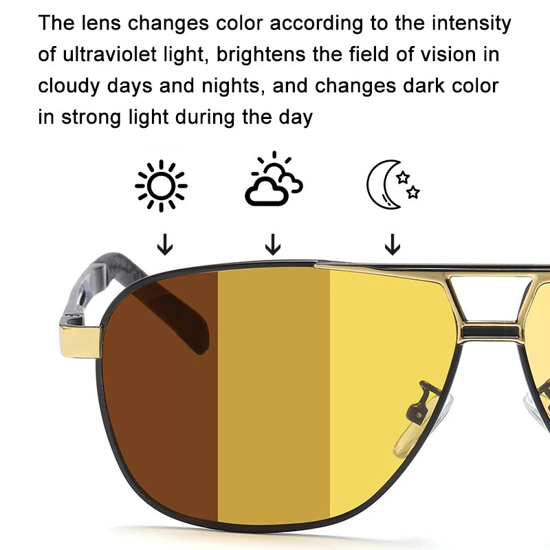 Night Vision Polarized Photochromic Sunglasses Men's Driving Chameleon Glasses For Day And Night Dual-use Male Color Change Lens