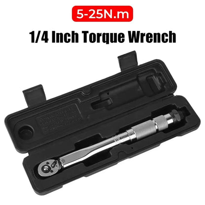 5-25N.m Micrometer Car Motorbike Disassembly Tool Professional Adjustable Torque Wrench 1/4'' Drive Spanner Hand Tool 3/8Adapter